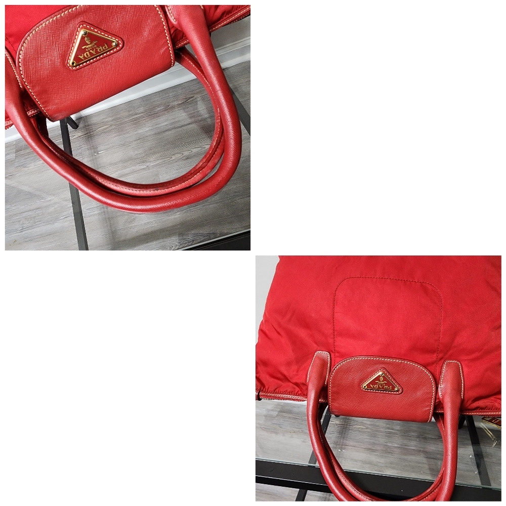 Prada Nylon Saffiano-Trimmed Tessuto Tote Red - Picture 12 of 15